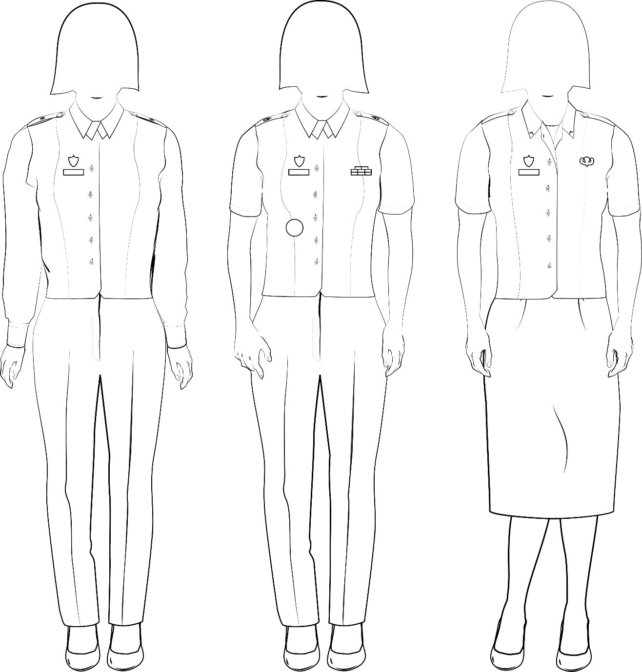 Class B variations of the Army service uniform, female—continued