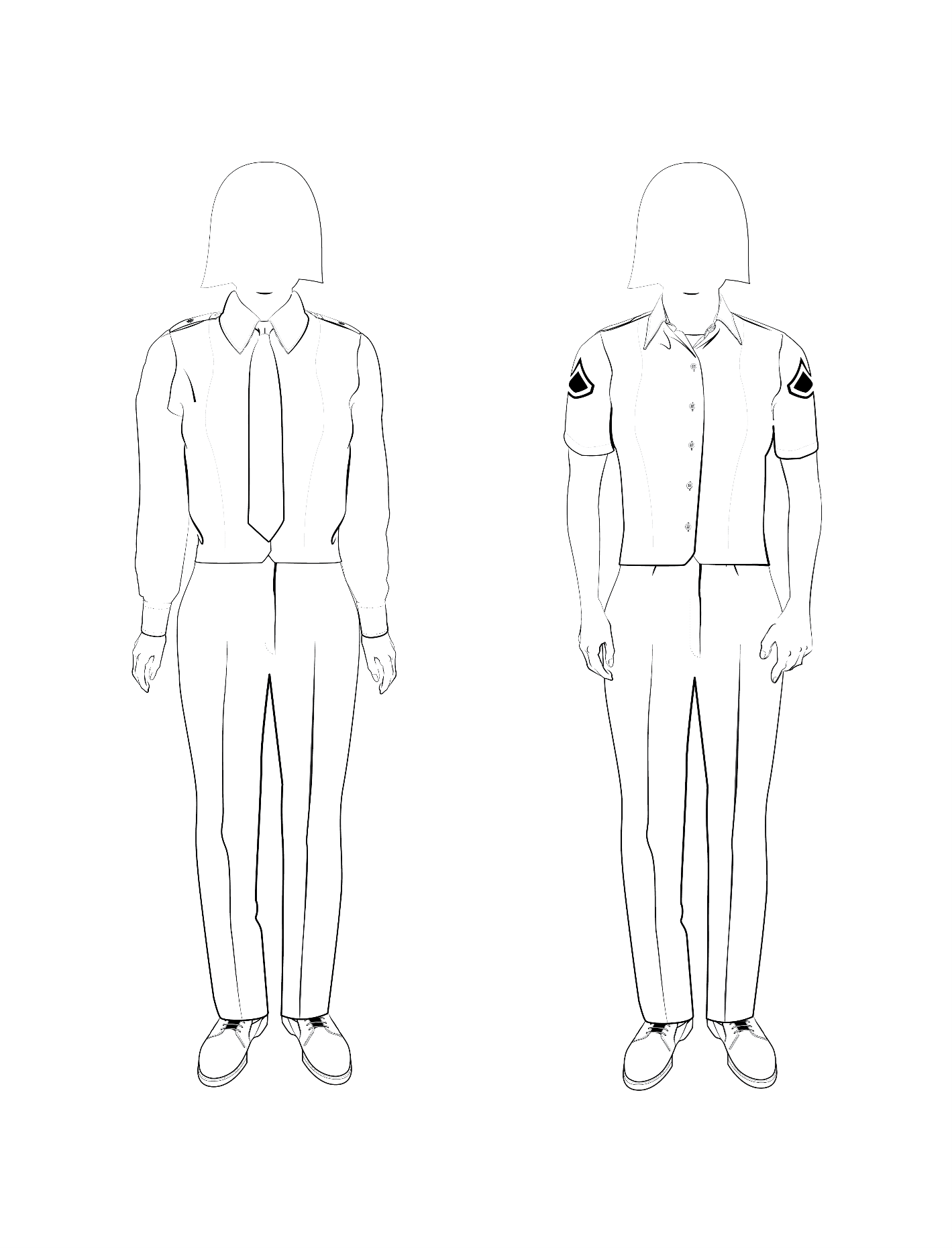 Class B variations of the Army green service uniform, female—continued
