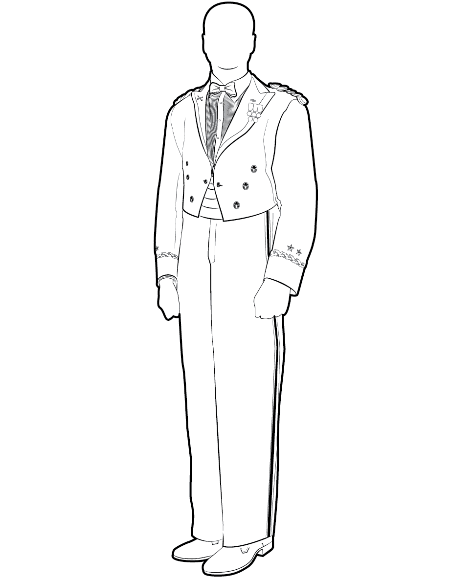 Army blue mess uniform, general officer, male