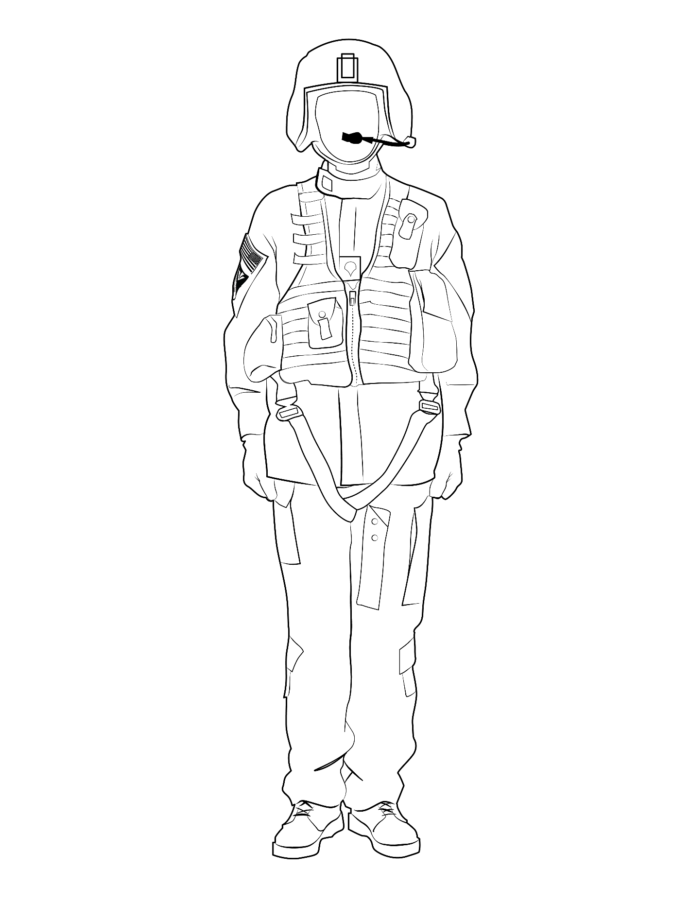 Army aircrew combat uniform with helmet